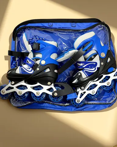 Adjustable Kids Inline Roller Skates with Carry Bag - Size 31- 34