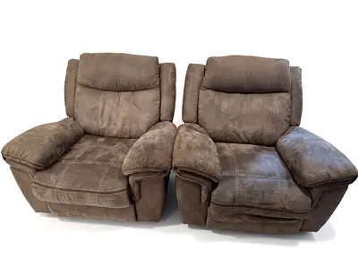 Pair of brown armchairs — comfortable two-seater