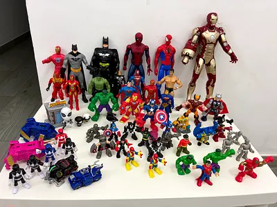 Mixed Superhero Action Figures Bundle — Marvel & DC Characters, Used