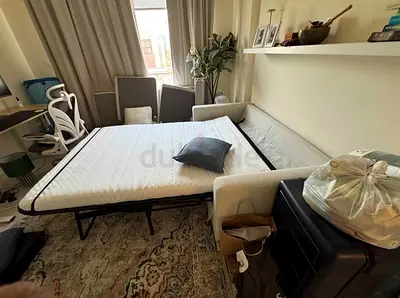 IKEA Friheten corner sofa bed in light beige - pull-out double bed, good condition