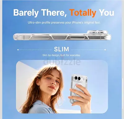 Clear Case for iPhone Duo, Compatible with MagSafe, Stand, Clear & Anti-Yellowing & Hinge Protection