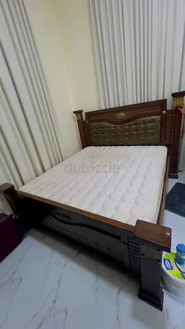 Solid Wood king size Bedroom set with Mattress - Good Condition