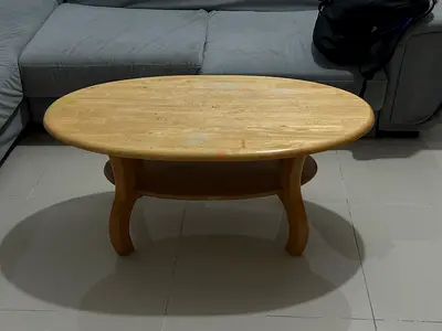 Wooden Oval Coffee Table Teapoy – Good Condition