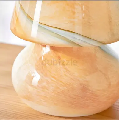 Beautiful Handblown Glass Table Lamp - Peach Marble Finish. HOME CENTER