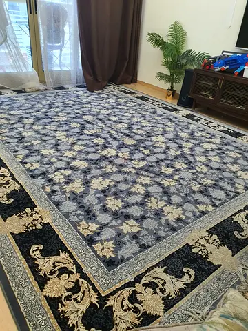 Persian- Large classic patterned living room rug - blue and beige 4x3m