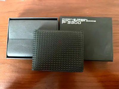 New Porsche Design P'3300 Black Leather Bi-Fold Wallet with Box