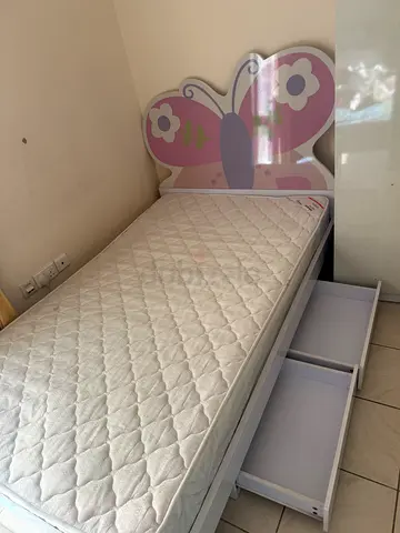 Beautiful Kids Bed Set Including Mattress, Wardrobe and Side Table