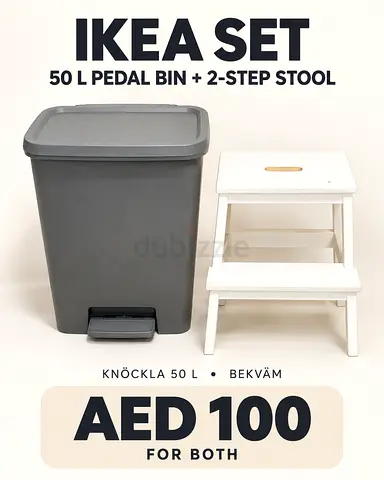 IKEA 50L Pedal Bin (KNÖCKLA) + BEKVÄM 2-step Stool - AED 100 for Both