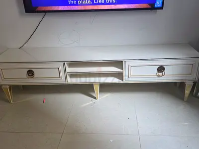 White TV Console / Entertainment Unit with Drawers and Shelves