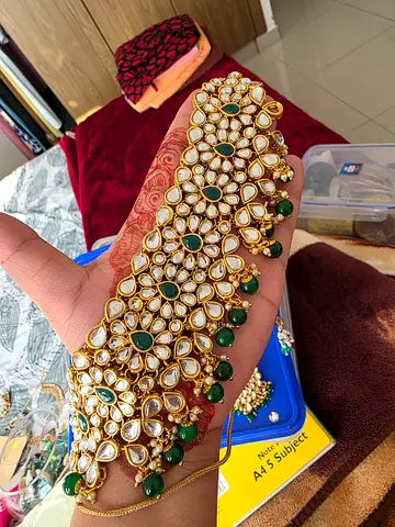 Traditional Kundan Green Stone Bridal Set