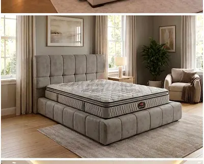 Modern upholstered Boucle king size bed Including Mattress
