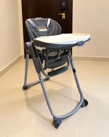 Adjustable Grey Baby High Chair with Tray - Good Condition