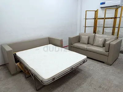 High quality pure leather 2 seater sofabed one normal sofa