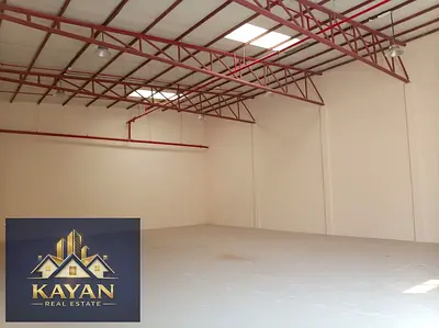New warehouse for rent, 2,500 square feet, with 27 kW of electricity, for 85,000 AED per year.
