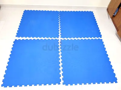 Set of 4 Interlocking Blue Foam Floor Mats - Exercise/Play Mat