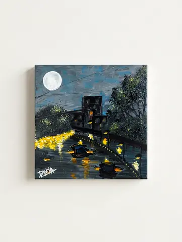 (EXCLUSIVE ART SALE, 90% OFF FOR AED 149 ONLY) Moonlit Cityscape Canvas Painting