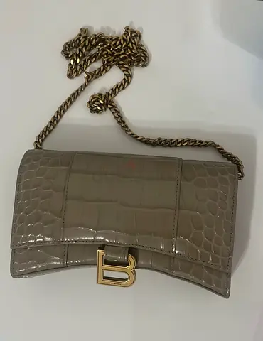 Balenciaga Hourglass Wallet on Chain – Croc Embossed – Like New