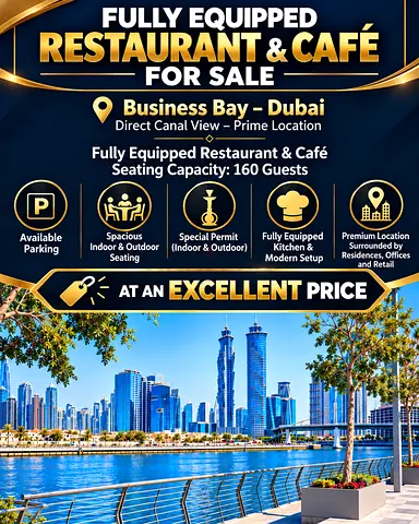 Hot deal ..Restaurant & Café for Sale in Business Bay - Prime Canal View