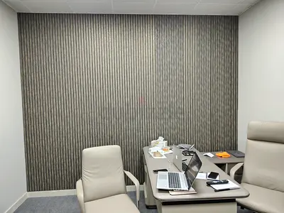Small private office furniture set with desk and chairs — good condition 4 chair 2 executive table