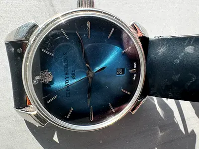 Cuervo y Sobrinos 1882 men's wristwatch - blue dial, automatic