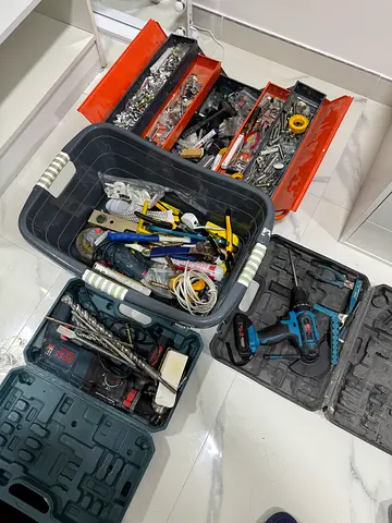 Assorted Power Tools, Drill Bits & Hardware Bundle