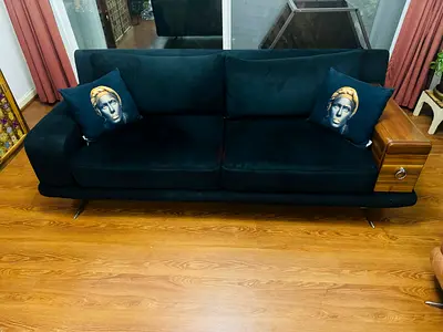 home centre 3 seater black designer sofa