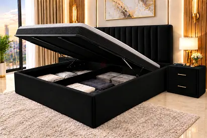 New King Size bed Ottoman hydraulic Storage Bed with Padded Headboard hydraulic bed- luxury king bed