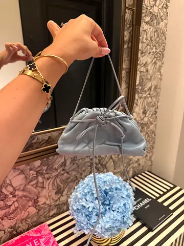 Bottega Veneta Light blue drawstring mini pouch crossbody bag - good condition