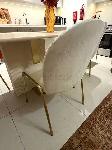 Set of 2 Modern Velvet Dining Chairs with Gold Legs - White