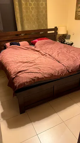 Complete Dark Wood Bedroom Set | Bed, Dresser, Mirror & Drawers