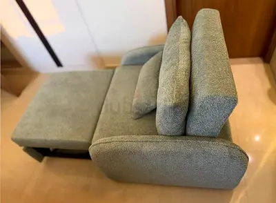 Single-seater reclining lounge chair with ottoman - light green fabric