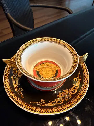 Rosenthal meets Versace “Medusa Red” Porcelain Double-Handled Soup Cup & Saucer Set