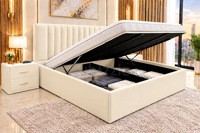 New Queen size bed hydraulic bed lift upholstered headboard hydraulic storage bed cream queen bed