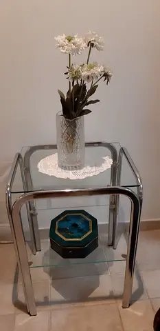 chrome & glass table side table