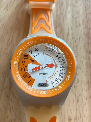 Orange and white SPORT silicone analog wristwatch - casual unisex