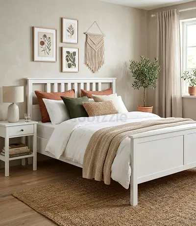 White IKEA Bed – Complete Set
Elegant white IKEA bed available with a white mattress. The two drawe