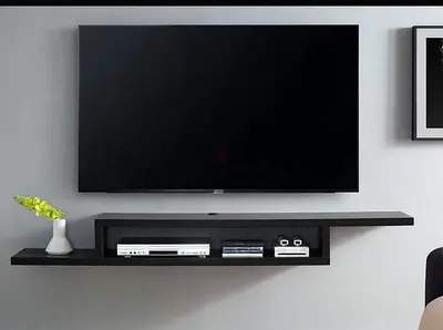Tv wall shelf black