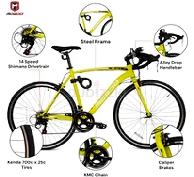 Yellow Road Bicycle with accessories - Negotiable
