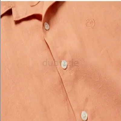 Lightweight Coral Linen Men's Shirt - Casual Button-Up, Size Unknown