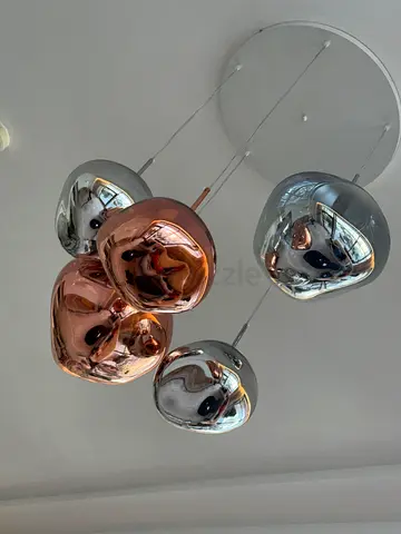 Modern Cluster Bubble Pendant Light - Chrome & Copper Finish