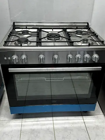 Beko full gas cooking range 90/60 heavy duty Stainless Steel 5-Burner Gas Cooker with Large Oven, fr