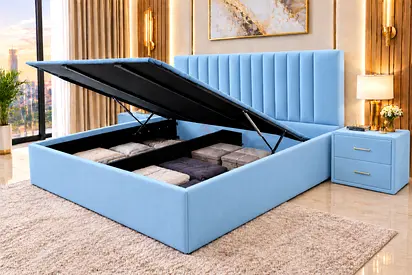 New King Size bed Ottoman hydraulic Storage Bed with Padded Headboard hydraulic bed- luxury king bed