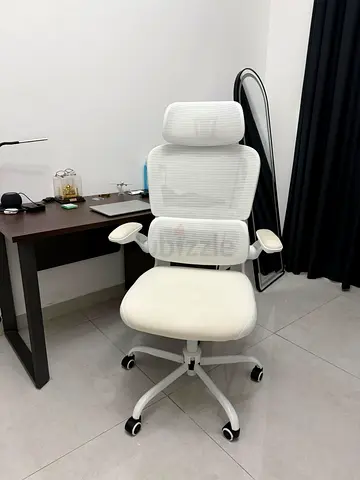 Ergonomic White Office Chair with office Table - Good Condition