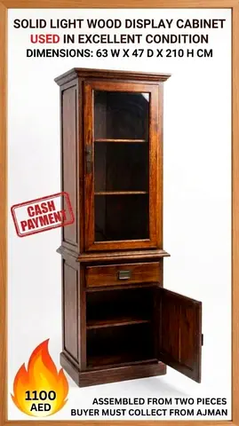 Light solid wood display cabinet