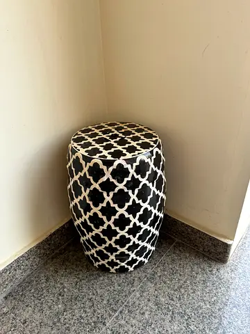 Archipelago Finley Indoor-Outdoor Patterned Stool Black-White decor ceramic