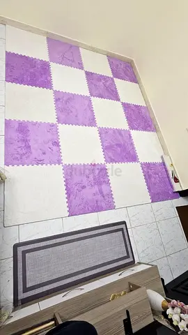 Interlocking Foam Floor Mats (Purple & White) - 12 Pieces