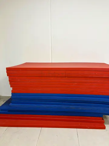 Stack of Gymnastics / Exercise Mats (Red & Blue) - Good Condition