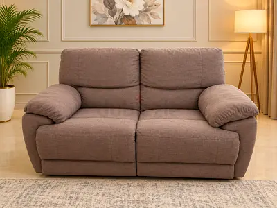 2-Seater Recliner Sofa in Taupe Fabric - Comfortable and Sturdy