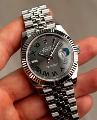 Rolex Datejust 41mm Stainless Steel Jubilee Bracelet — Grey Dial with Roman Numerals