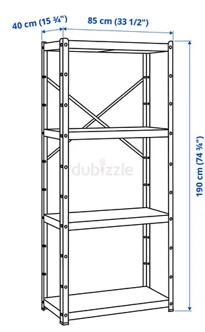 IKEA BROR Metal Storage Shelving Unit 4-Tier – 190cm Height, Heavy Duty